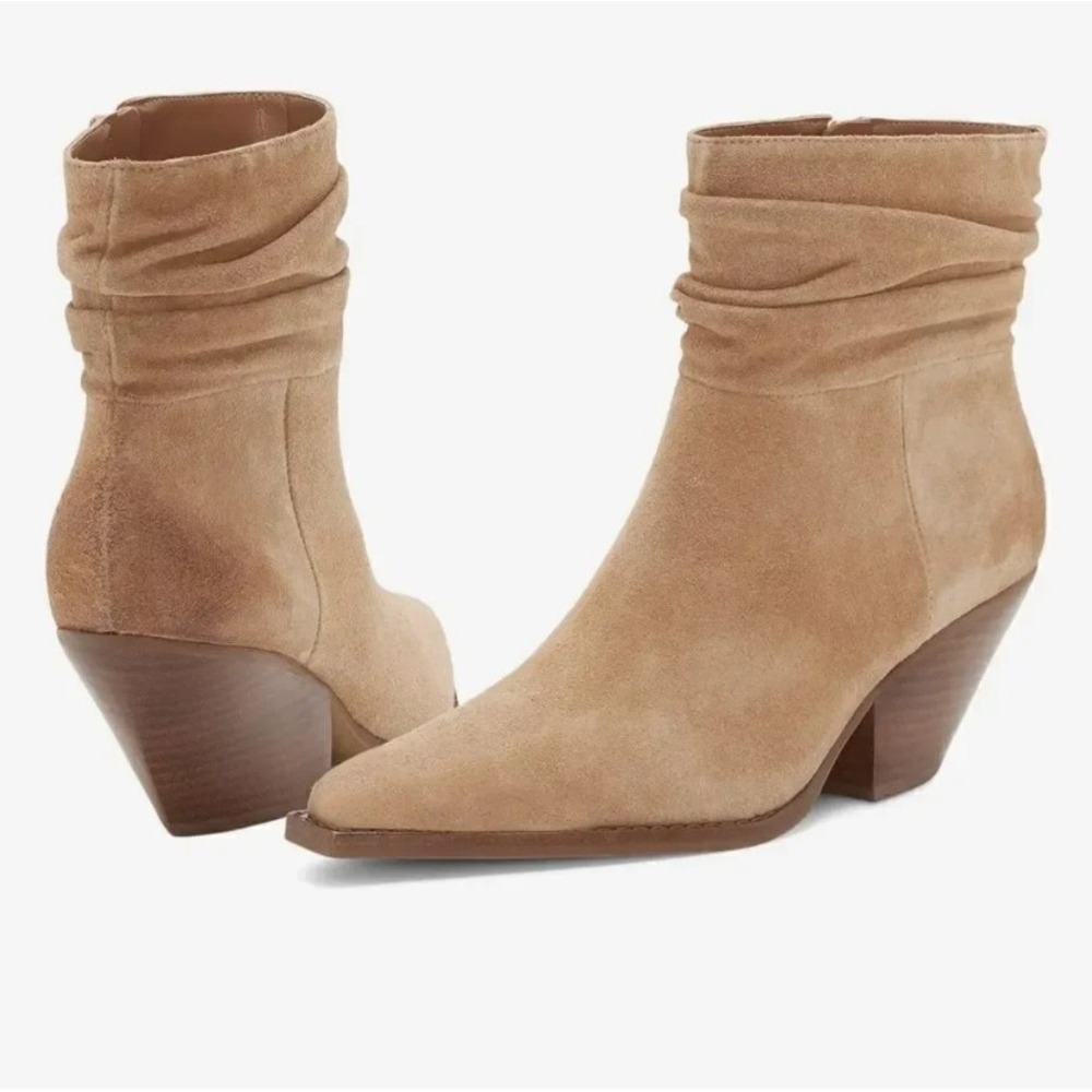 Vince Camuto Nerlinji Leather Suede Slouchy Pointed Toe Western Ankle Boots 8M